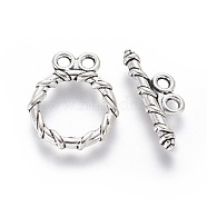 Tibetan Style Alloy Toggle Clasps, Lead Free and Cadmium Free, Antique Silver, Ring: 18x15, Bar:20x2mm, hole: 2mm.(X-LF10797Y)