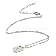 201 Stainless Steel Playing Card Pendant Necklace with Cable Chains, Stainless Steel Color, 17.87 inch(45.4cm)(NJEW-Q317-25P)