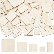 150Pcs 5 Style Wooden Coaster, Unfinished Wood, Square/Rectangle, Beige, 2.5~6.3x2.5~6.3x0.2cm(DIY-FG0005-15)