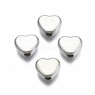 CCB Plastic Beads, for DIY Jewelry Making, Heart, Platinum, 8x9x4mm, Hole: 2mm(CCB-S162-43P)