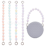 WADORN 4Pcs 4 Colors Candy AB Colored Round Plastic Beaded Bag Handle, Faceted, with Metal Spring Gate Rings, Mixed Color, 30.1cm, 1pc/color(DIY-WR0001-77)