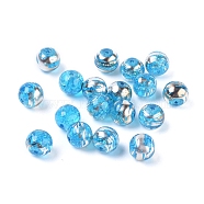 Drawbench Transparent Glass Beads, Round, Sky Blue, 8mm, Hole: 1.2mm(GLAD-G002-8mm-05)