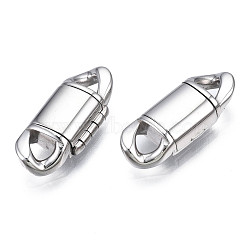 304 Stainless Steel Fold Over Clasps, Stainless Steel Color, 20.5x8.5x4mm, Hole: 3x3mm(STAS-S080-01A-P)
