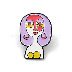 Abstract Lady Enamel Pins, Alloy Brooch for Backpack Clothes, Plum, 30x21mm(JEWB-R001-02EB-02)