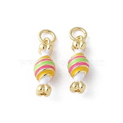 Brass Enamel Pendants, with Jump Ring, Candy Charm, Real 16K Gold Plated, Colorful, 17.5x6x6mm, Hole: 3mm(KK-D336-02G)