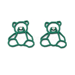 Alloy Pendants, with Crystal Rhinestone, Bear, Teal, 24.5x23x1.5mm(FIND-A010-01A)