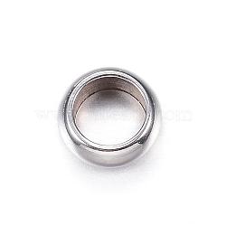 201 Stainless Steel Beads, Ring, Stainless Steel Color, 6x2.5mm, Hole: 4mm(STAS-P093-05)