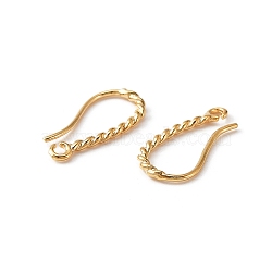 Brass Earring Hooks, with Horizontal Loops, Twist Rope Shape, Real 14K Gold Plated, 17.5x8.5x1.4mm, Hole: 1.4mm, Pin: 0.8mm(X-KK-WH0035-98)