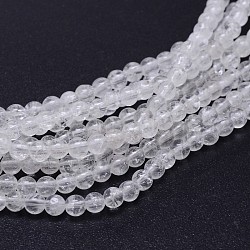 Natural Quartz Crystal Round Beads Strands, Rock Crystal Beads, 4mm, Hole: 0.8mm, about 89~94pcs/strand, 15~15.5 inch(G-J303-01-4mm)