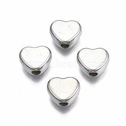 CCB Plastic Beads, for DIY Jewelry Making, Heart, Platinum, 8x9x4mm, Hole: 2mm(CCB-S162-43P)