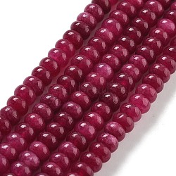 Natural White Jade Beads Strands, Dyed, Rondelle, Medium Violet Red, 8x5mm, Hole: 1mm, about 74pcs/strand, 15.15 inch(38.5cm)(G-E507-01R)