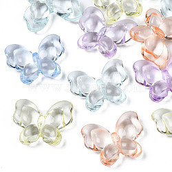 Transparent Acrylic Beads, Butterfly, Mixed Color, 18x21x6mm, Hole: 1.6mm(X-TACR-S134-025)