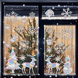 2Pcs Christmas Theme Rainbow Prism Electrostatic Window Stickers, PVC Anti Collision Stickers, for Windows, Glass Doors, Mirrors Decorations, Clear AB, 300x220mm(PW-WG69DB6-01)