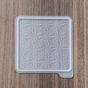 DIY Laser Effect Cup Mat Silicone Molds, Resin Casting Molds, For UV Resin, Epoxy Resin Craft Making, Square with Snowflake, White, 123x115x8mm, Inner Diameter: 100X100mm