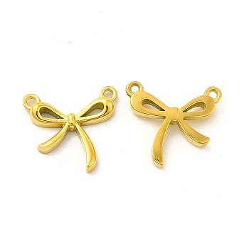 Ion Plating(IP) 304 Stainless Steel Pendants, Bowknot Charm, Real 14K Gold Plated, 14.5x15.5x3mm, Hole: 1mm