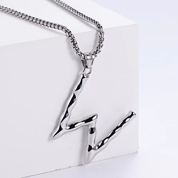 3Pcs Stainless Steel Textured Letter Pendants, Without Chain, Letter W