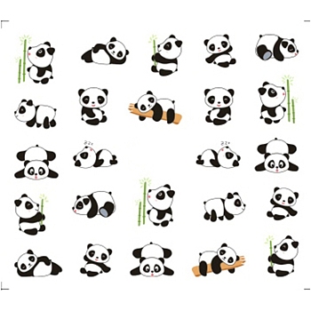Nail Art Water Transfer Stickers Decals, For Nail Tips Decorations, Panda, Colorful, 6.125x5.3cm