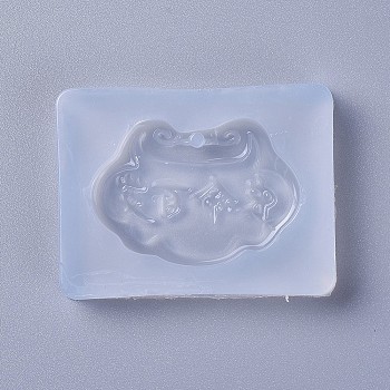 Pendant Food Grade Silicone Molds, Resin Casting Molds, For UV Resin, Epoxy Resin Jewelry Making, Longevity Lock, White, 42x56x9mm, hole: 3mm, Longevity Lock: 29x44mm