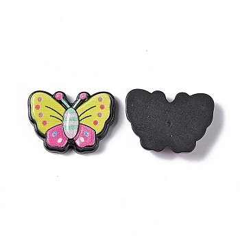 Opaque Resin Cabochons, Butterfly, Yellow, 17x24x4.5mm