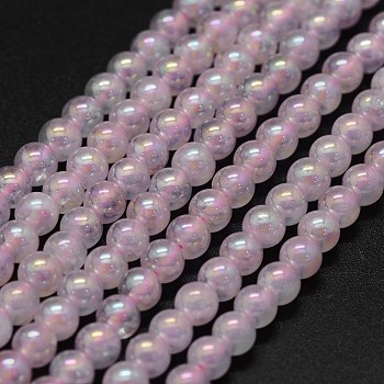 Electroplated Natural Rose Quartz Beads Strands, Round, 4mm, Hole: 0.7mm, about 100pcs/strand, 15.7 inch