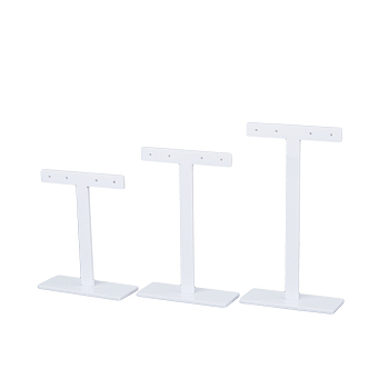 3Pcs 3 Sizes Acrylic T Bar Earring Display Stands, Dangle Earring Display Holder, White, 7x3x8.9~12.9cm, 1pc/size