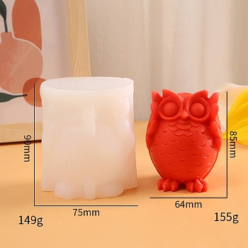 3D No Hearing Owl Scented Candle Silicone Molds, Candle Making Molds, Aromatherapy Candle Mold, White, 7.5x9cm, Inner Diameter: 6.4x8.5cm