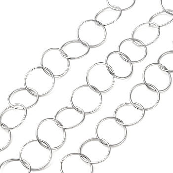 304 Stainless Steel Rolo Chains, Soldered, with Spool, Stainless Steel Color, 13x1mm