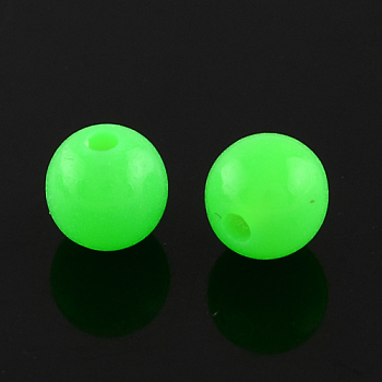 Fluorescence Acrylic Beads, Round, Lime, 16mm, Hole: 2mm, about 210pcs/500g