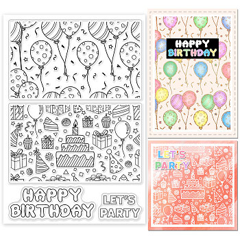 Custom PVC Plastic Clear Stamps, for DIY Scrapbooking, Photo Album Decorative, Cards Making, Balloon, 160x110x3mm