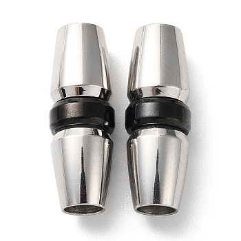 303 Stainless Steel Bayonet Clasps, Column, Gunmetal & Stainless Steel Color, 26x9mm, Hole: 5mm