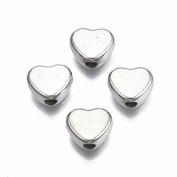 CCB Plastic Beads, for DIY Jewelry Making, Heart, Platinum, 8x9x4mm, Hole: 2mm