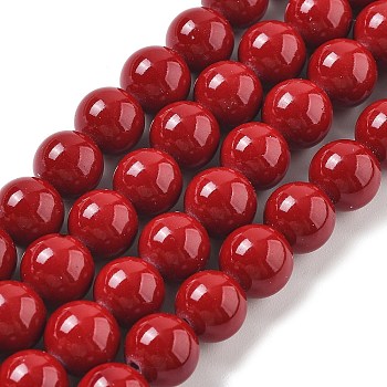 Synthetic Turquoise Beads Strands, Round, Red, 8.5mm, Hole: 1.2mm, about 48pcs/strand, 15.79''(40.1cm)