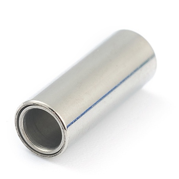 304 Stainless Steel Magnetic Clasps with Glue-in Ends, Column, Stainless Steel Color, 16x7mm, Hole: 5mm