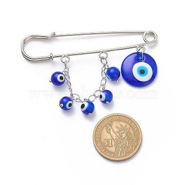 Handmade Lampwork Evil Eye Charms Lapel Pin(JEWB-BR00079)-2