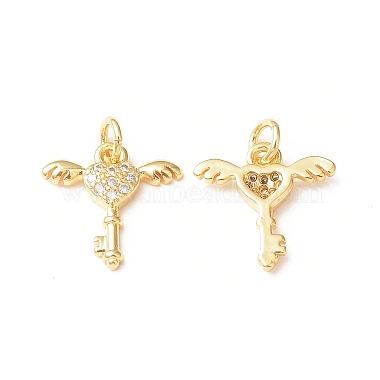 Golden Clear Key Brass+Cubic Zirconia Charms