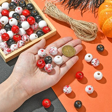 Halloween Theme Printed Natural Wooden Beads(WOOD-YW0001-22)-4