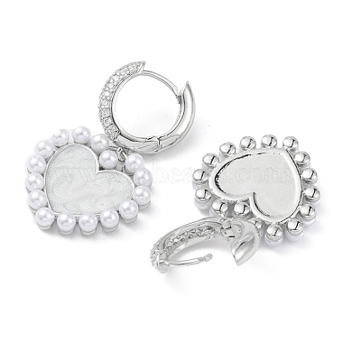 Heart Rack Plating Brass Cubic Zirconia Hoop Earrings with Plastic Pearl Beads(EJEW-K245-06P)-2