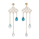 nuage de perles de coquille avec boucles d'oreilles pendantes en forme de larme de verre(EJEW-TA00164)-2