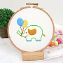 DIY Display Decoration Embroidery Kit, including Embroidery Needles & Thread & Fabric, Plastic Embroidery Hoop, Elephant Pattern, 69x80mm