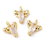 Rack Plating Brass Micro Pave Cubic Zirconia Pendants, Long-Lasting Plated, Lead Free & Cadmium Free, Lobster, Real 18K Gold Plated, 10x8x3mm, Hole: 1mm(KK-R143-06G)