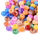 Two Tone Acrylic European Beads, Rondelle, Large Hole Bead, Mixed Color, 13.5~14x8~8.5mm, Hole: 5.5mm, about 549pcs/500g(OACR-Q200-24)