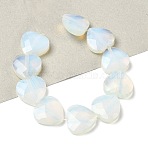 Opalite Beads Strands, Faceted, Heart, 14.5~15x15~15.5x5.5~6mm, Hole: 1mm, about 10pcs/strand, 5.51~5.71''(14~14.5cm)(G-A309-A23-01)
