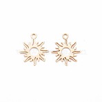 Brass Charms, Nickel Free, Sun, Real 18K Gold Plated, 15x13x0.5mm, Hole: 1.4mm(KK-S364-083)