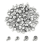 304 Stainless Steel Tube Bails, Loop Bails, Bail Beads, Rondelle, Stainless Steel Color, 60pcs/box(STAS-UN0018-43P)