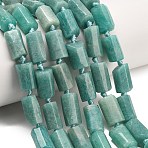 Natural Amazonite Beads Strands, Faceted Column, 13~14x7~10x6~9mm, Hole: 1.2mm, about 22~23pcs/strand, 15.75''~15.94''(40~40.5cm)(GG-CBA295D-02)