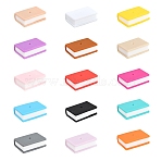 15Pcs 15 Colors Book Shape Silicone Beads, Mixed Color, 27x20x9mm, Hole: 2mm and 1.6mm, 1pc/color(SIL-YW0001-83)