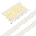 10 Yards Polyester Pleated Elastic Lace Trim, Ruffled Trimming for Bowknot Making, Light Goldenrod Yellow, 1-1/4 inch(33mm)(SRIB-TA0001-23C)