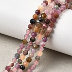 Natural Multicolor Tourmaline Beads Strands, Faceted, Round, 4mm, Hole: 0.8mm, about 48pcs/strand, 7.68''(19.5cm)(G-H336-A10-03)