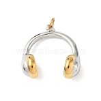 304 Stainless Steel Pendants, Headphone Charms, with Jump Ring, Real Gold Plated & Real Platinum Plated, 18.5x17.5x7.5mm, Hole: 3mm(KK-D503-04PG)