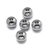 Brass Beads, Lead Free & Nickel Free & Cadmium Free, Solid Round, Real Platinum Plated, 10mm, Hole: 2mm(KK-F0317-10mm-01P-NR)